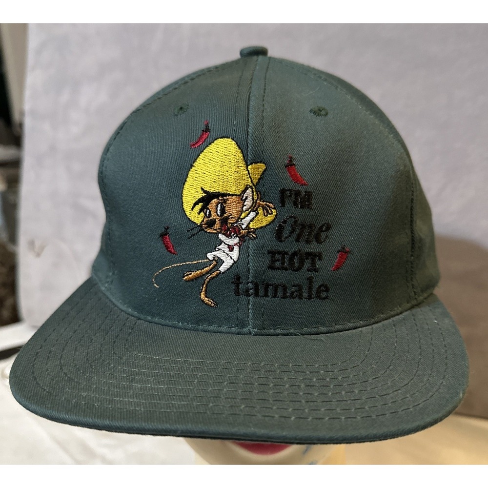 Looney Tunes "I'm One Hot Tamale" 1991 Green and Yellow Vintage Snapback Hat NWT